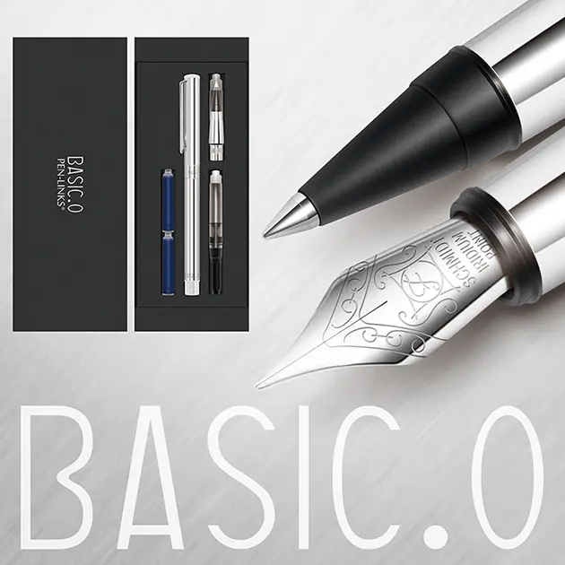 PEN-LINKS BASIC.O貝斯可鋼筆+卡式鋼珠筆筆組/ 黑色/ F
