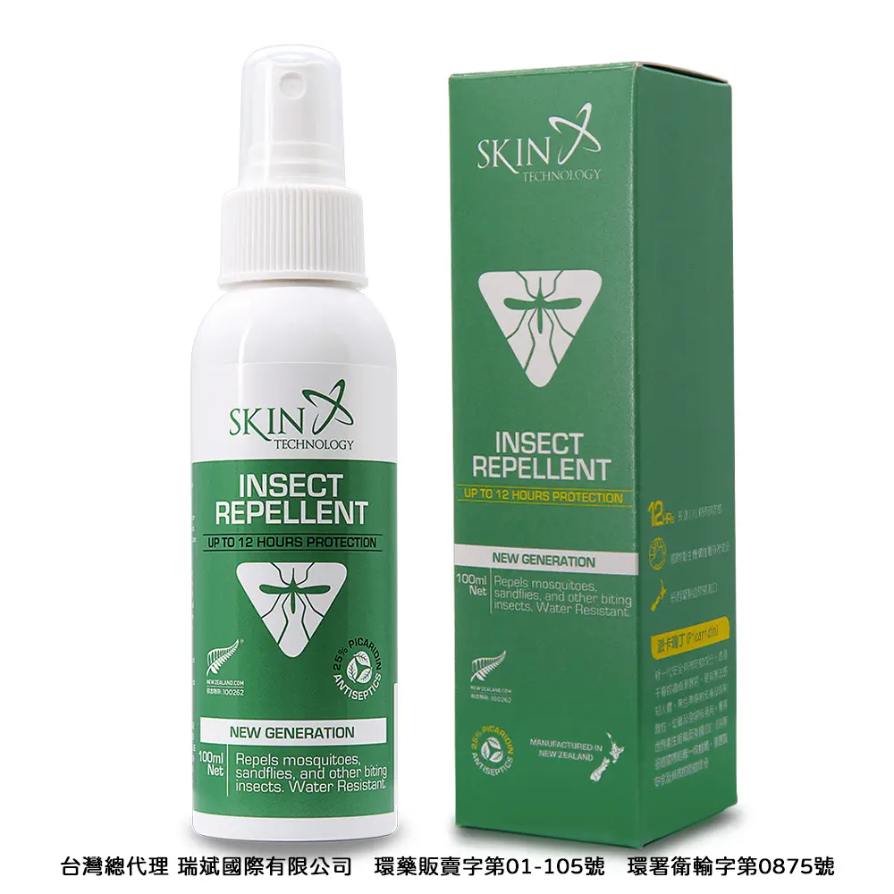 紐西蘭Skin Technology 25%派卡瑞丁瑞斌12H長效防蚊液噴瓶/ 100ml/ 花香