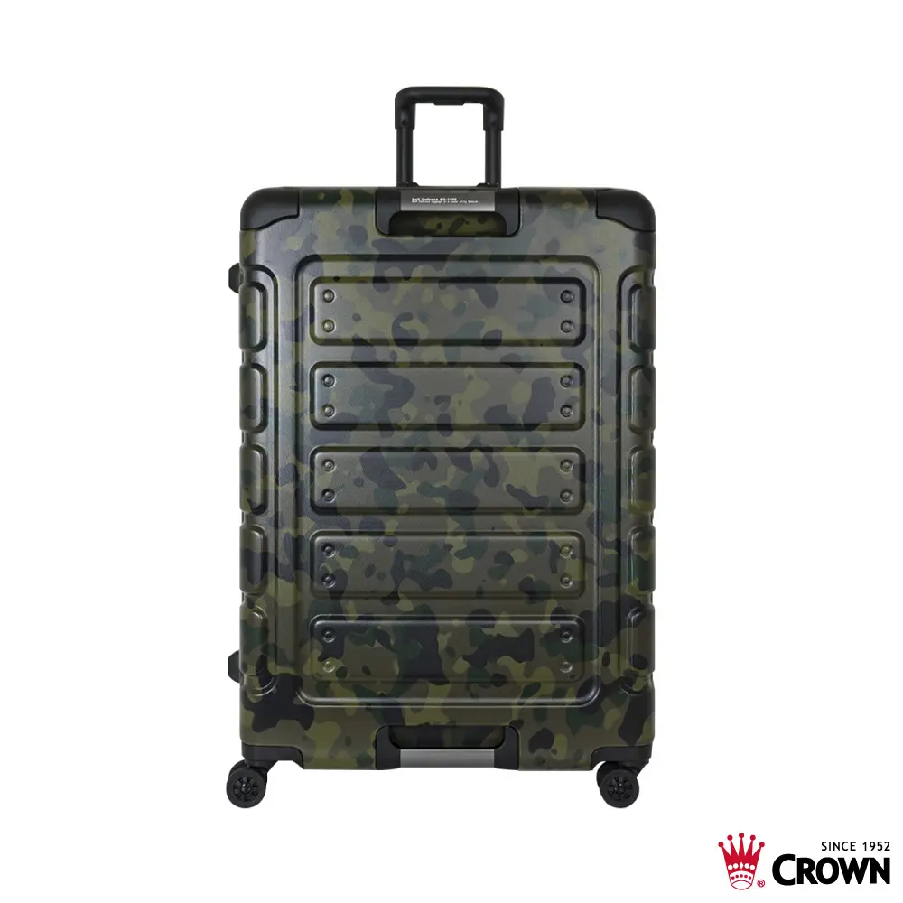 【CROWN】日本同步款 30吋行李箱/ 獨特箱面手把悍馬箱/ 綠色迷彩