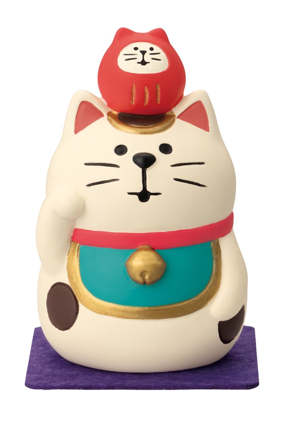 日本 DECOLE Concombre Fuku Mono系列公仔/ 頂著東西的招財貓/ 雙色貓