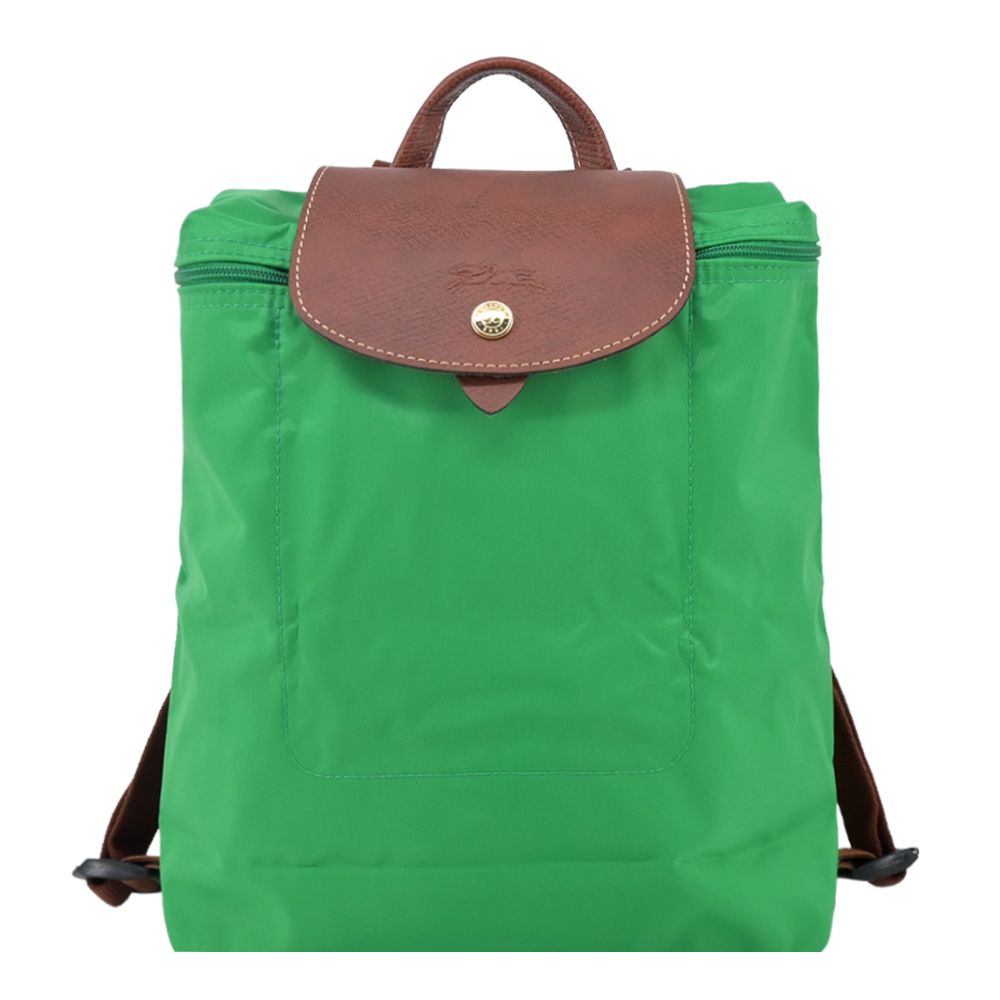 LONGCHAMP LE PLIAGE系列再生尼龍摺疊後背包(中/草綠)/平行輸入