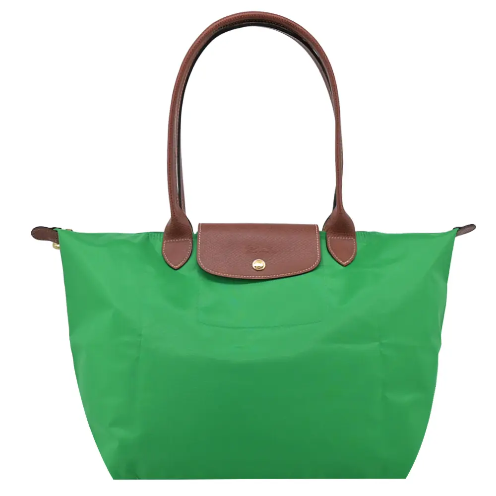 LONGCHAMP LE PLIAGE系列長把再生尼龍摺疊水餃包(大/草綠)/平行輸入