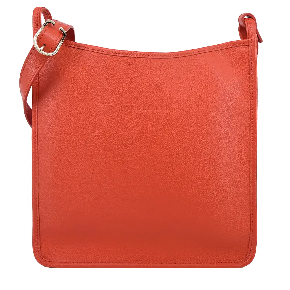 LONGCHAMP LE FOULONNÉ系列牛皮直式斜背包(大/紅椒)平行輸入