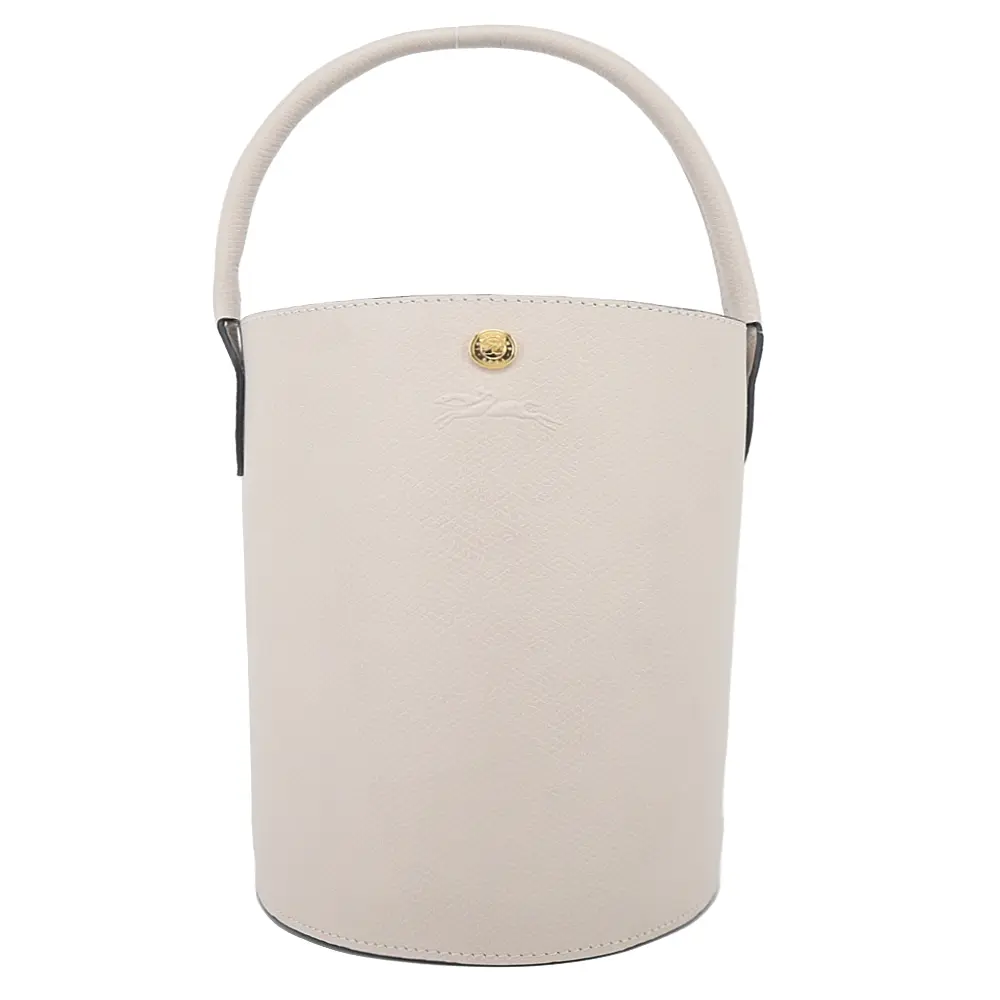 LONGCHAMP CUIR DE RUSSIE系列牛皮壓印手提水桶包(小/白紙)/平行輸入