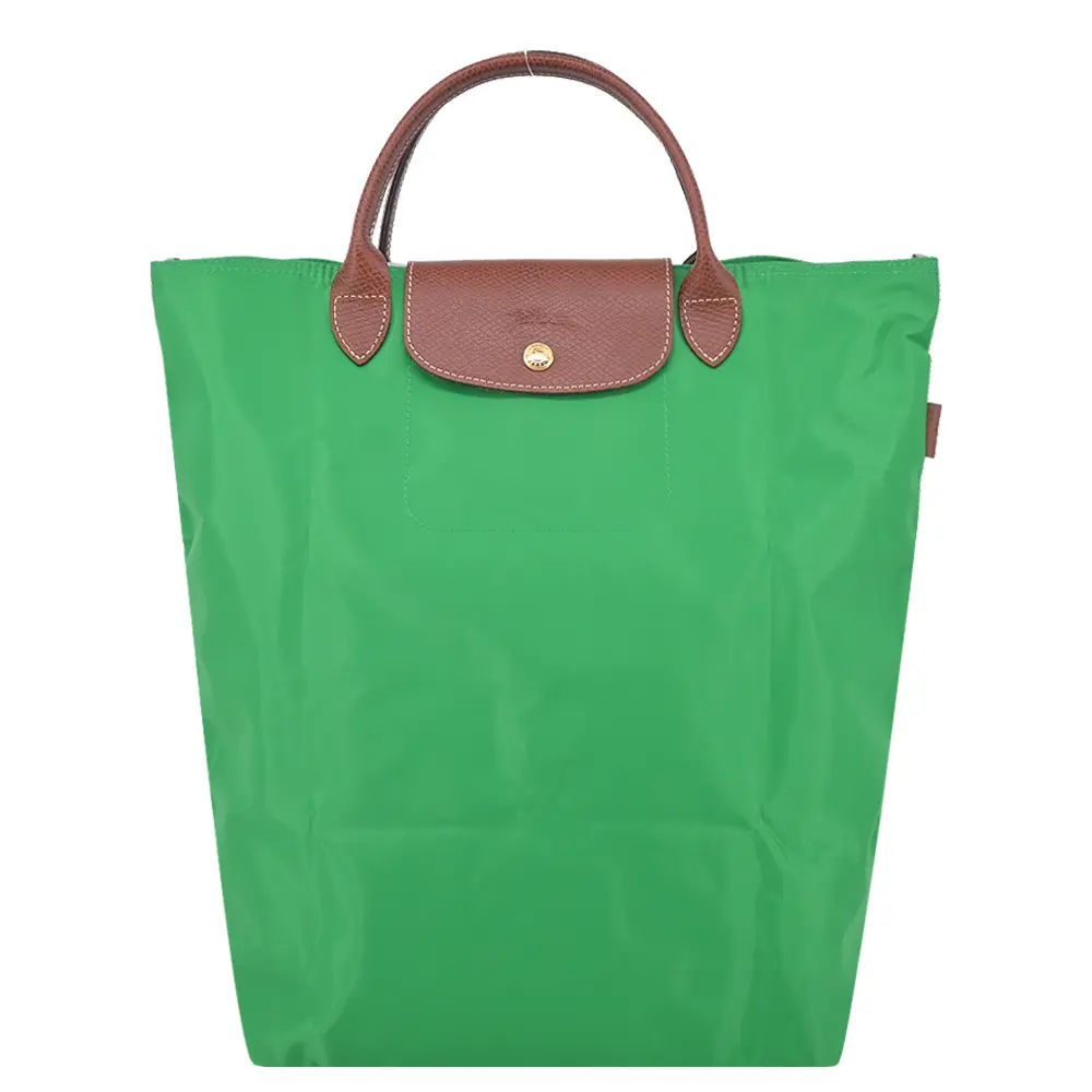 LONGCHAMP LE PLIAGE系列短把再生尼龍手提包(中/草綠)/平行輸入