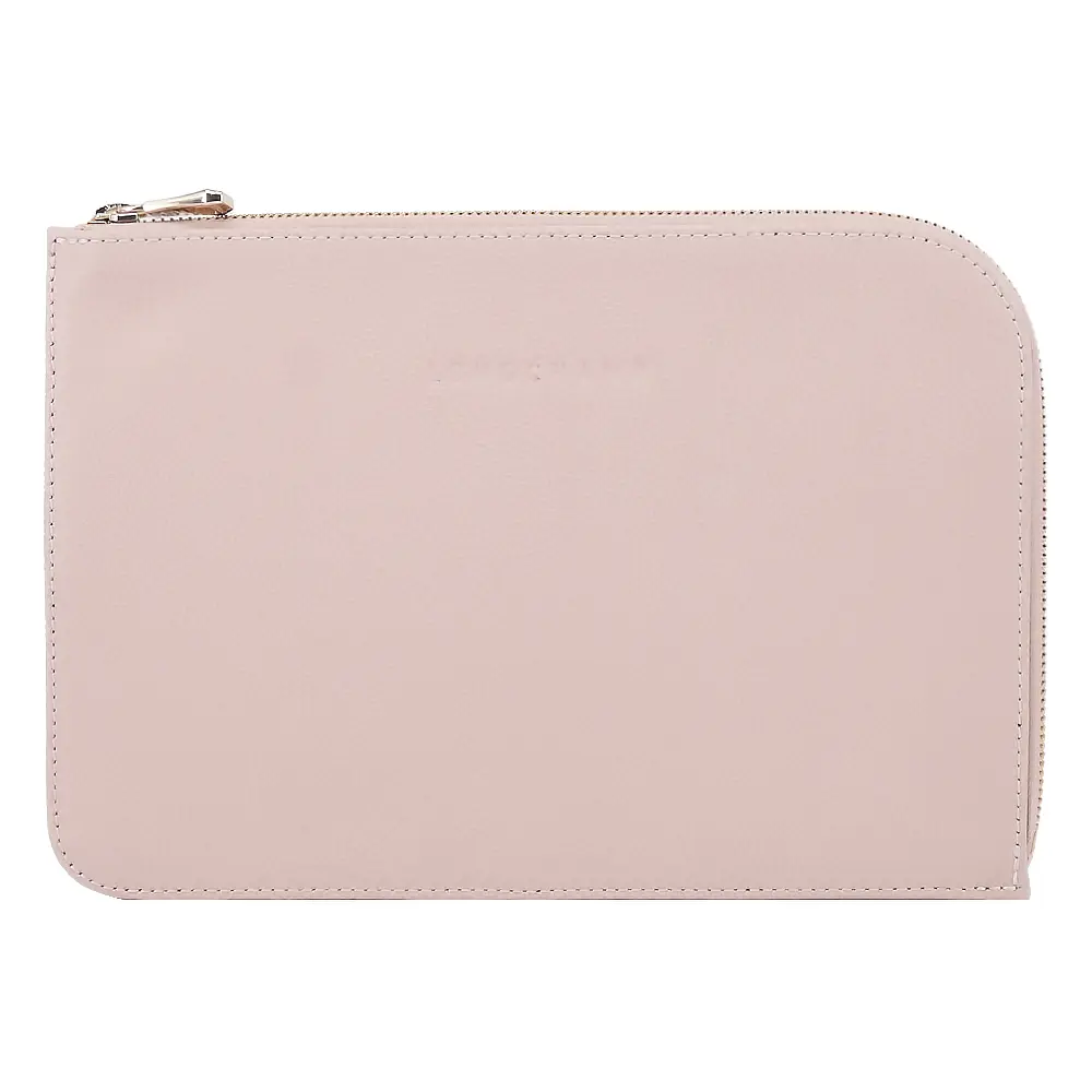 LONGCHAMP LE FOULONNÉ系列牛皮手拿包(裸粉)/平行輸入
