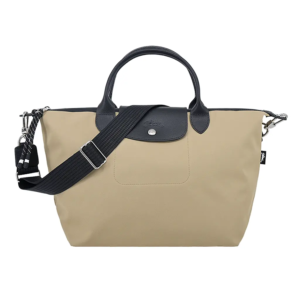 LONGCHAMP LE PLIAGE ENERGY系列再生尼龍短把手提/斜背兩用包(大/土褐)/平行輸入