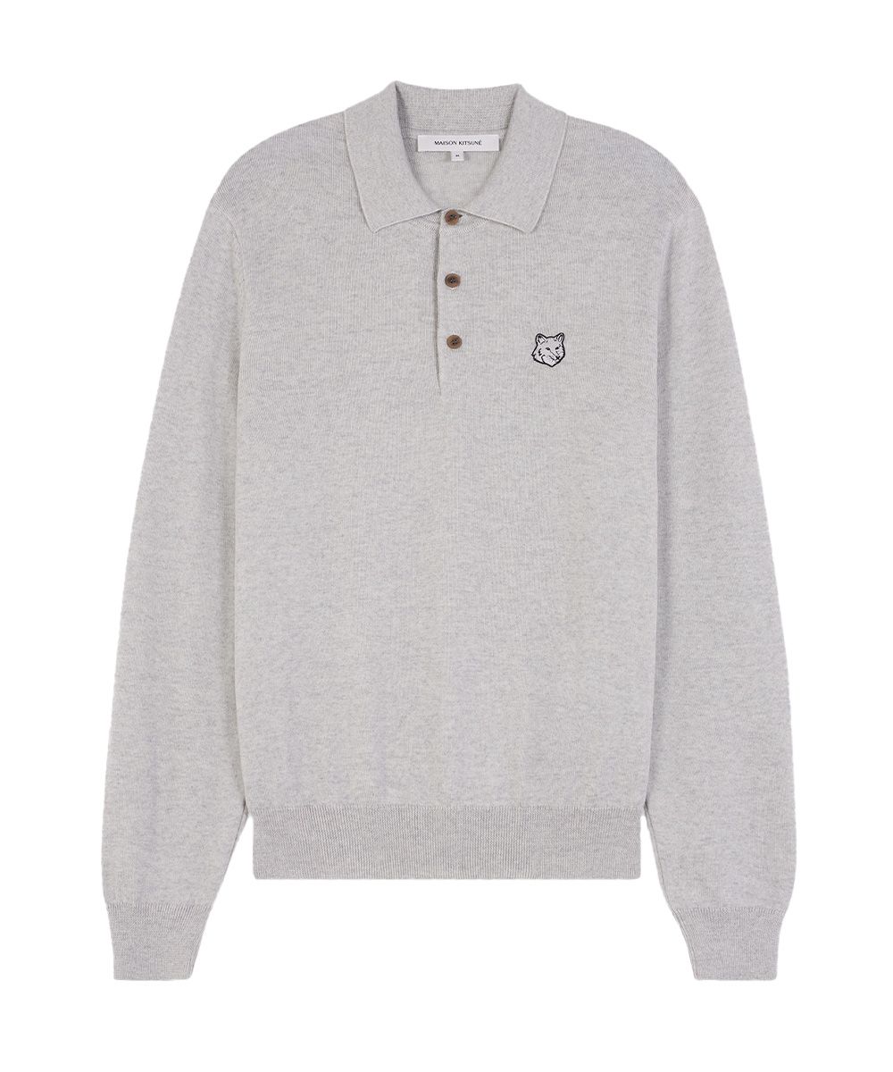 MAISON KITSUNÉ 北方雨滴灰變化狐狸頭長袖POLO毛衣_男/中性/ M