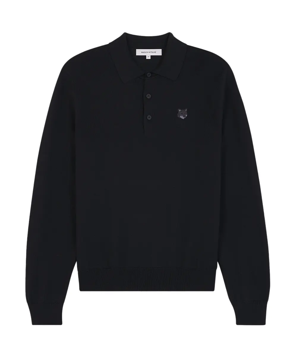 MAISON KITSUNÉ 極致黑變化狐狸頭長袖POLO毛衣_男/中性/ M