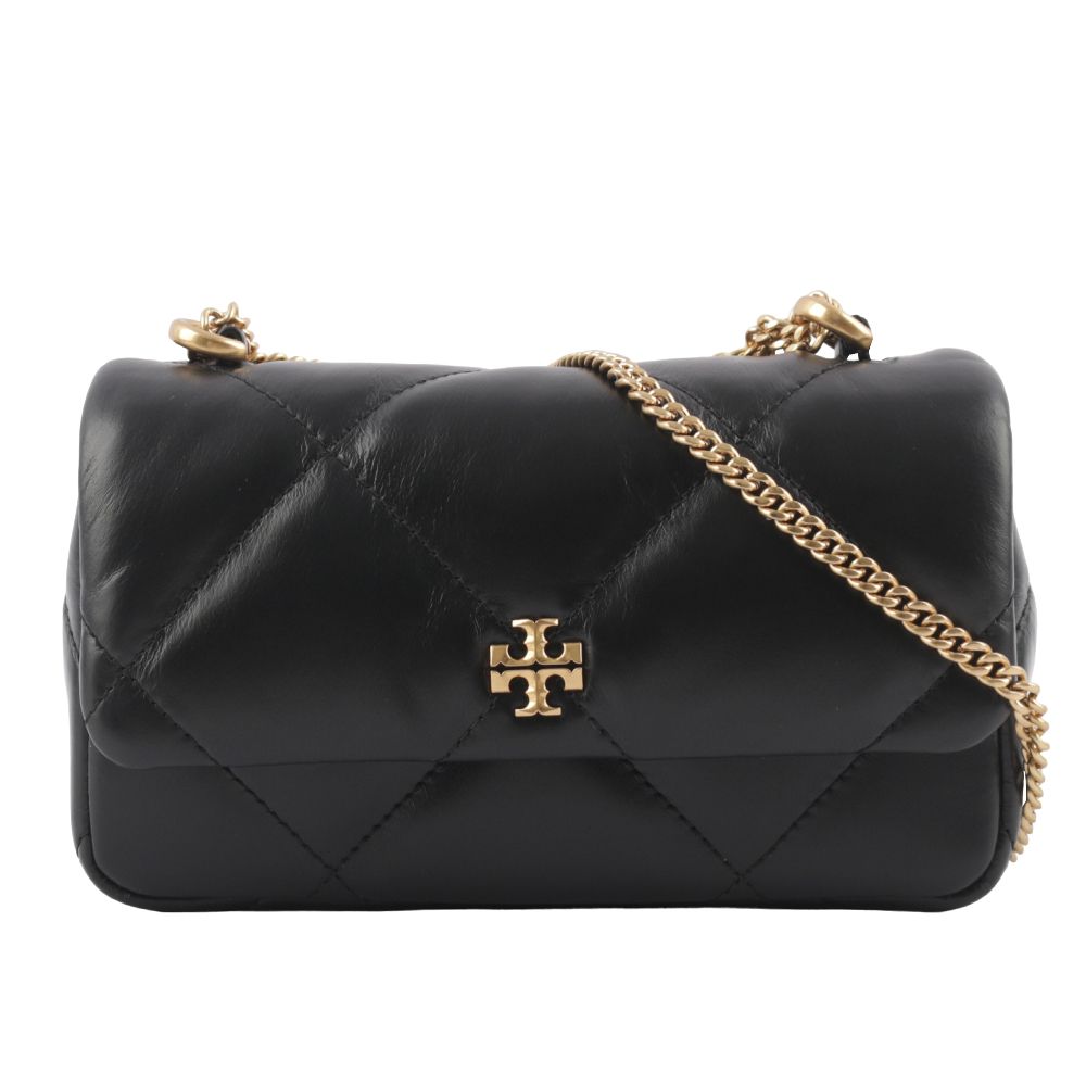 【TORY BURCH】Kira 納帕皮革鑽石格紋縫線迷你二用包(黑色)/平行輸入