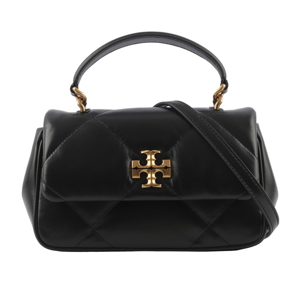 【TORY BURCH】Kira 納帕皮革鑽石格紋縫線手提/斜背二用包(黑色)/平行輸入