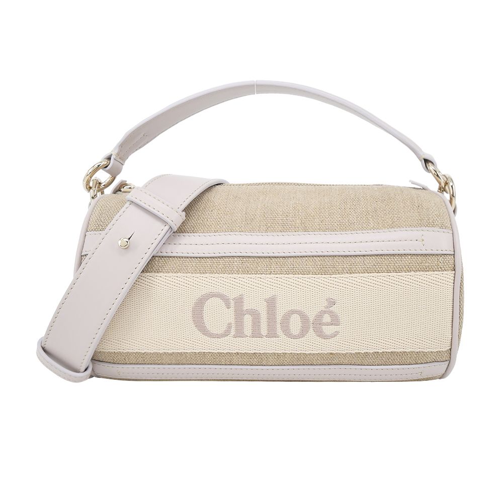 Chloe Woody TUBE SHOULDER BAG帆布兩用圓筒包(任選)/平行輸入/ 灰色