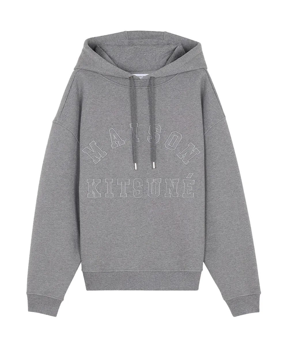 MAISON KITSUNÉ 靜謐灰學院風字母LOGO寬鬆連帽衛衣_男/中性/ XL