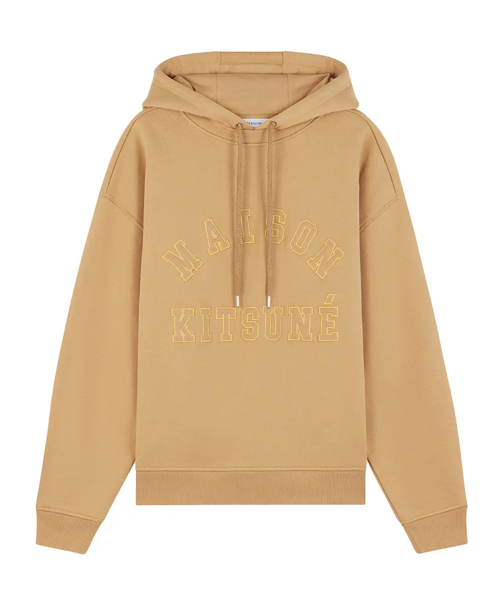 MAISON KITSUNÉ 羊皮米學院風字母LOGO寬鬆連帽衛衣_男/中性/ XL