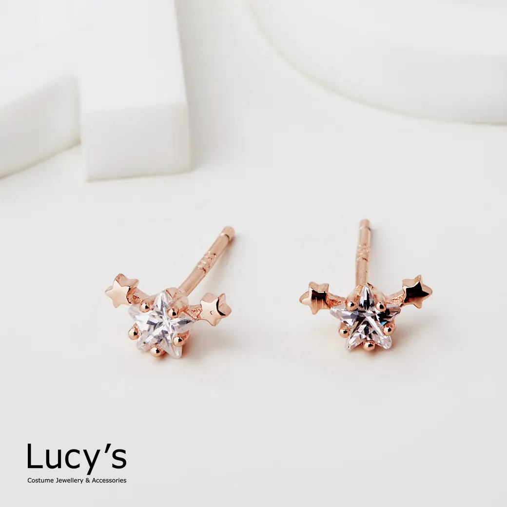 Lucy's 925純銀〔輕銀系列〕星光熠熠 耳環 (99730/113171)/ 玫金