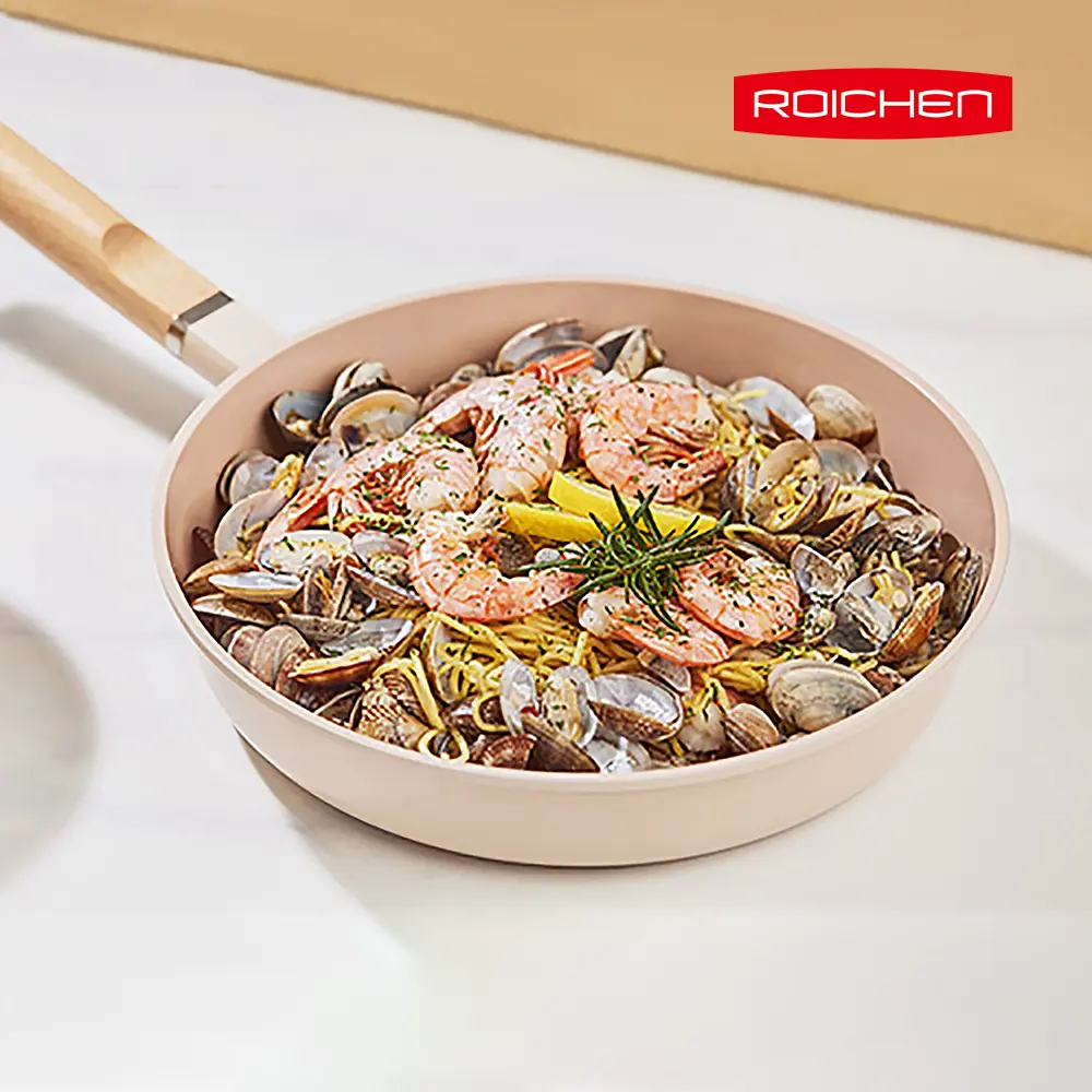 【韓國Roichen】抗菌陶瓷不沾平底鍋 28cm/ 糖果粉