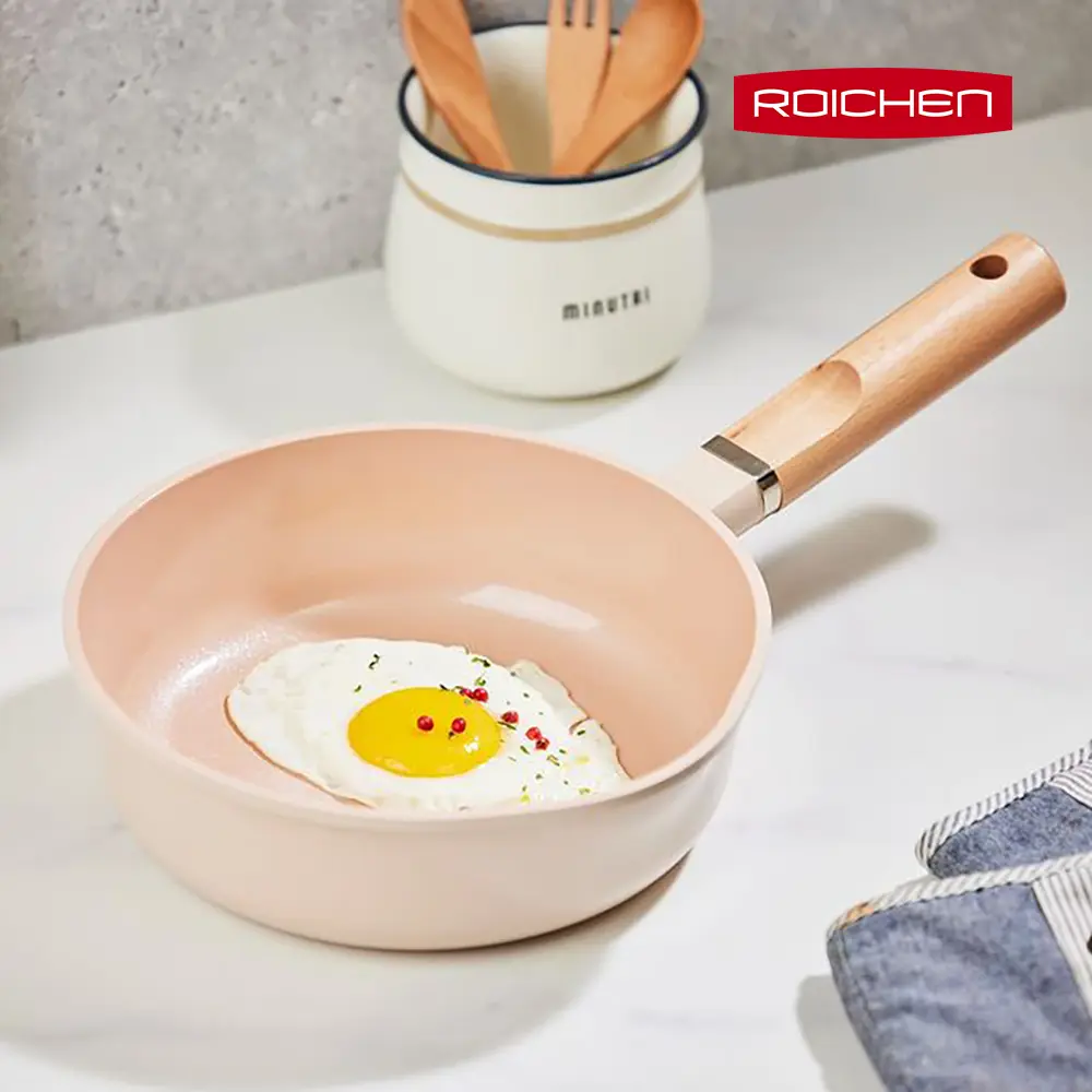 【韓國Roichen】抗菌陶瓷不沾深炒鍋 20cm/ 糖果粉