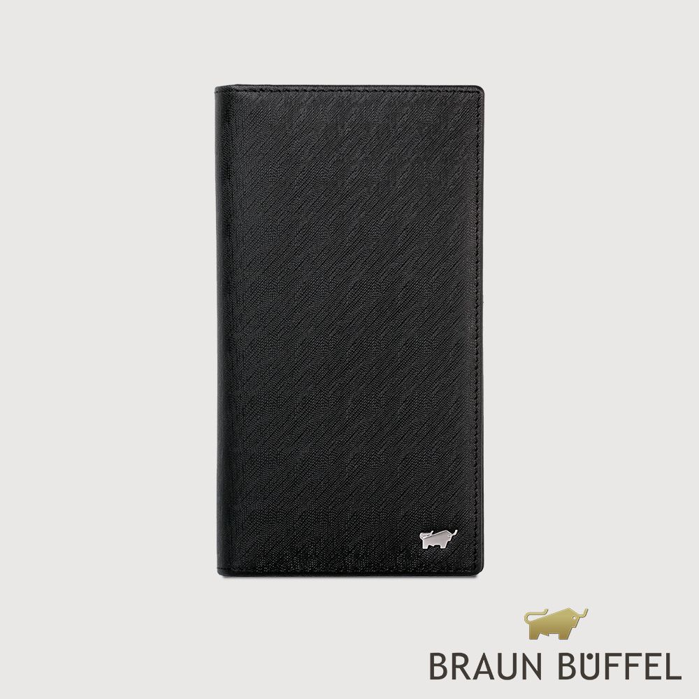 【BRAUN BUFFEL 德國小金牛】台灣總代理 HOMME-M 17卡兩折長夾-黑色/BF306-301-BK