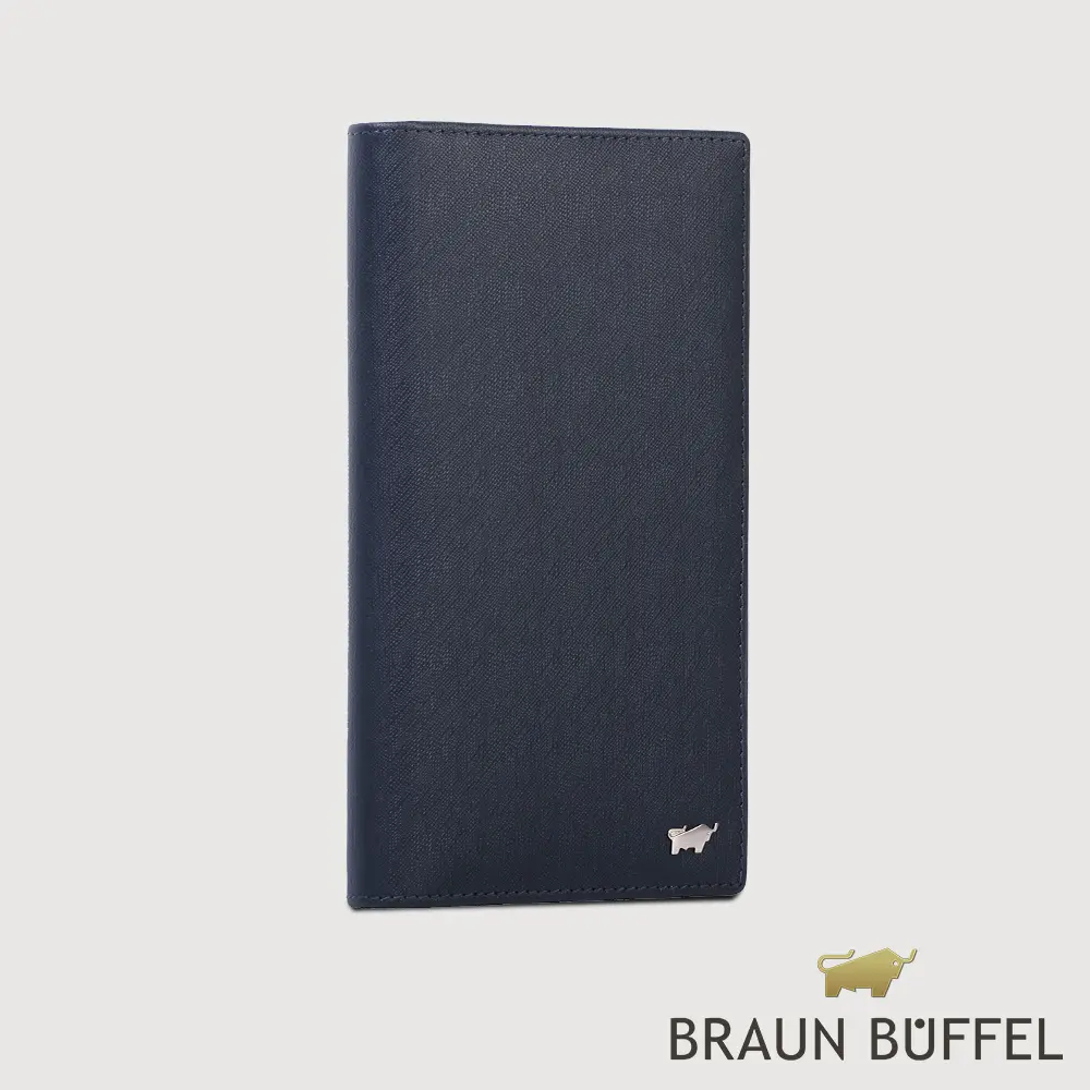 【BRAUN BUFFEL 德國小金牛】台灣總代理 HOMME-M 17卡兩折長夾-深藍色/BF306-301-MAR