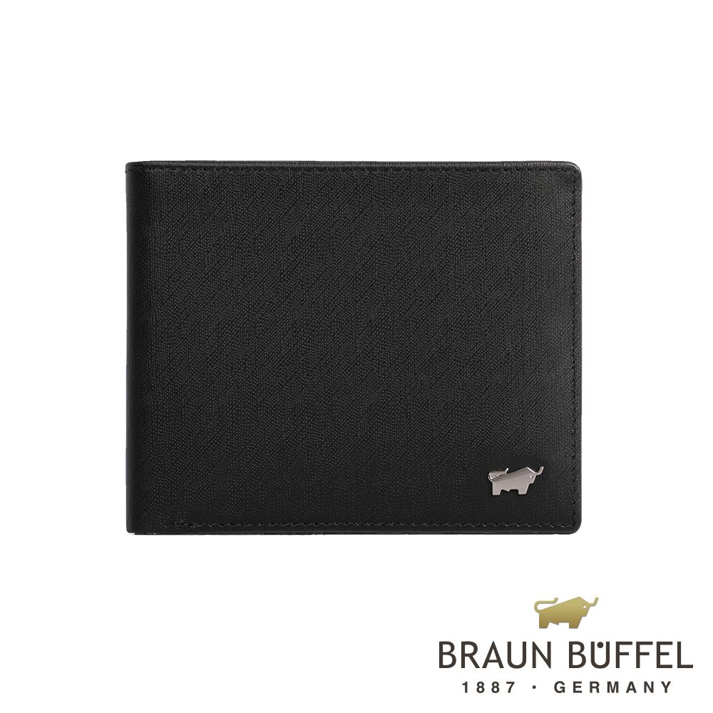 【BRAUN BUFFEL 德國小金牛】台灣總代理 HOMME-M 8卡男夾-黑色/BF306-313-BK
