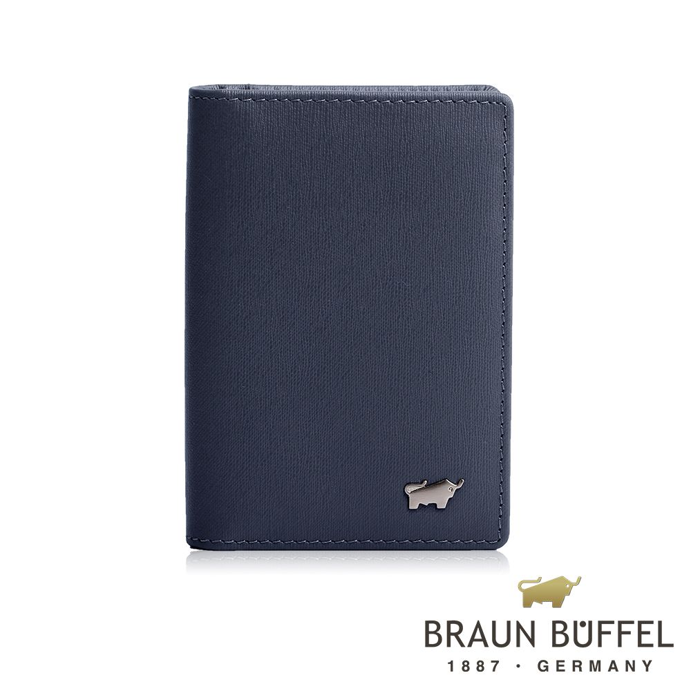 【BRAUN BUFFEL 德國小金牛】台灣總代理 HOMME-M 4卡名片夾-深藍色/BF306-402-MAR