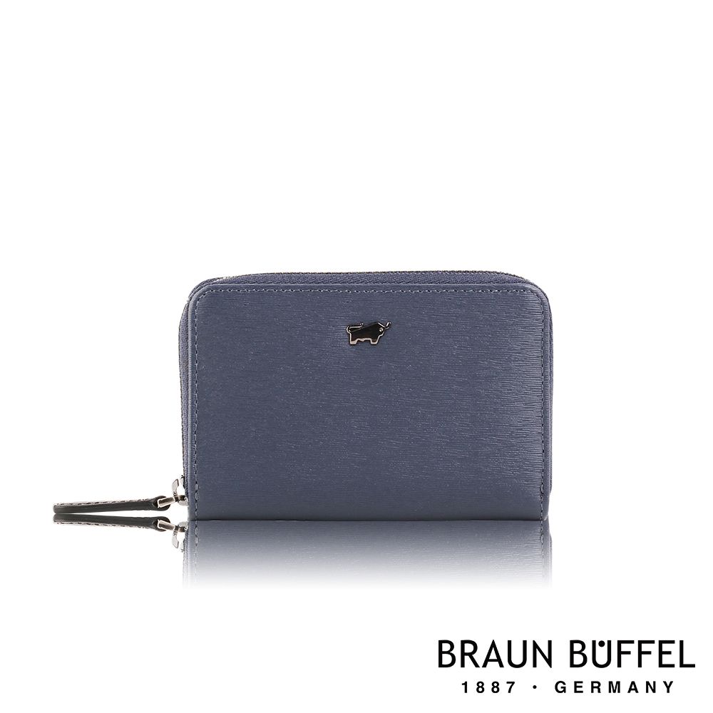 【BRAUN BUFFEL 德國小金牛】台灣總代理 波索 拉鍊零錢包(網路限定)-藍色/BF386-161-NY