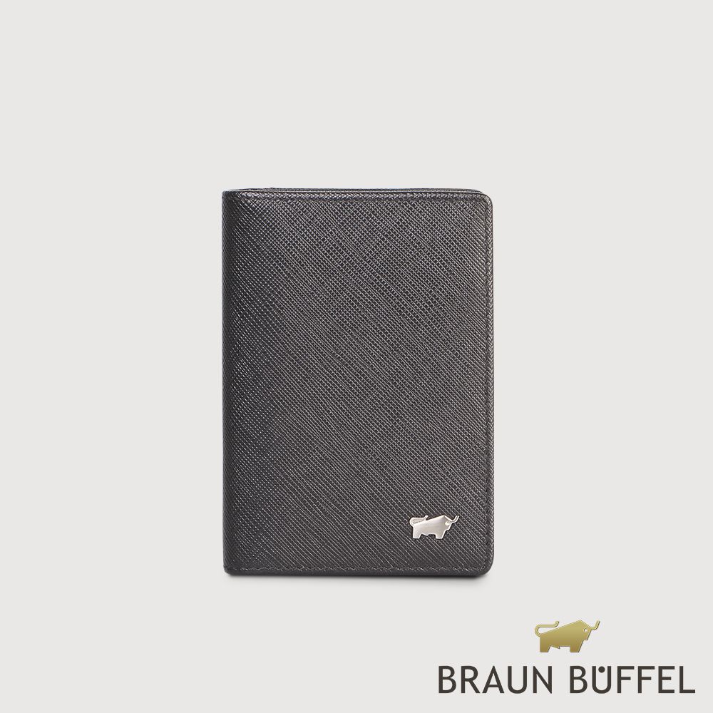 【BRAUN BUFFEL 德國小金牛】台灣總代理 尚恩A 4卡名片夾-黑色/BF354-402-BK