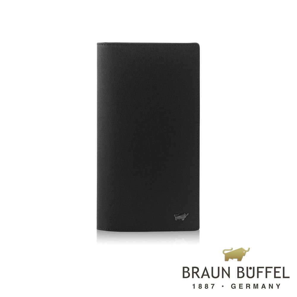 【BRAUN BUFFEL 德國小金牛】台灣總代理 默瑟-II 17卡拉鍊零錢袋長夾 (網路限定)-黑色/BF384-631-BK