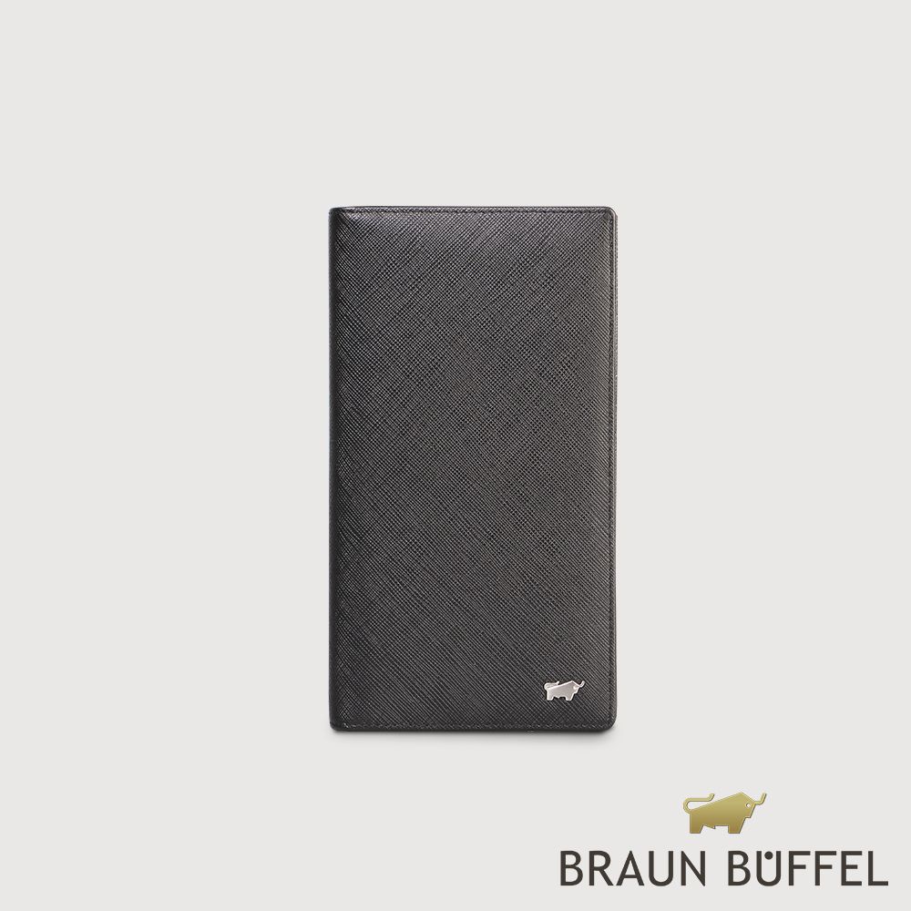【BRAUN BUFFEL 德國小金牛】台灣總代理 尚恩A 17卡兩折長夾-黑色/BF354-631-BK