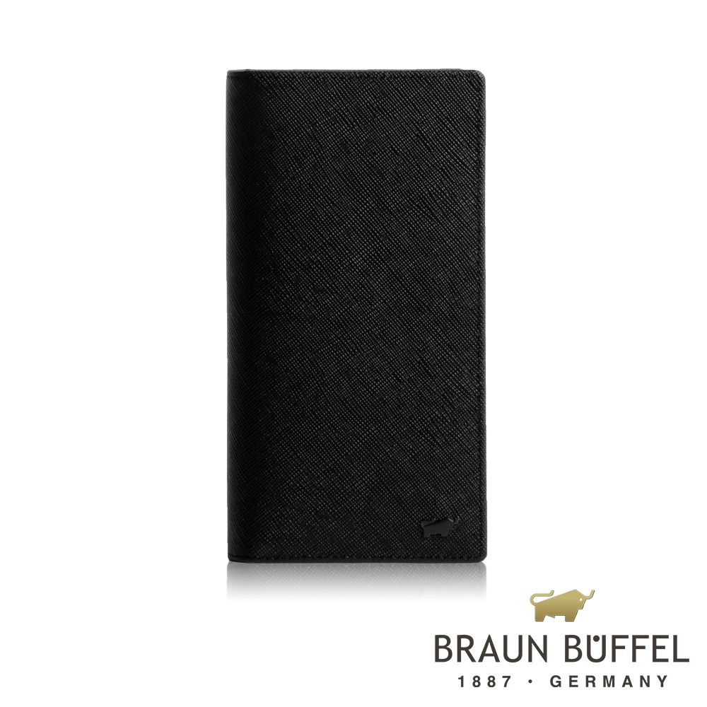 【BRAUN BUFFEL 德國小金牛】台灣總代理 洛菲諾P-II 15卡透明窗長夾-黑色/BF347-301-BK