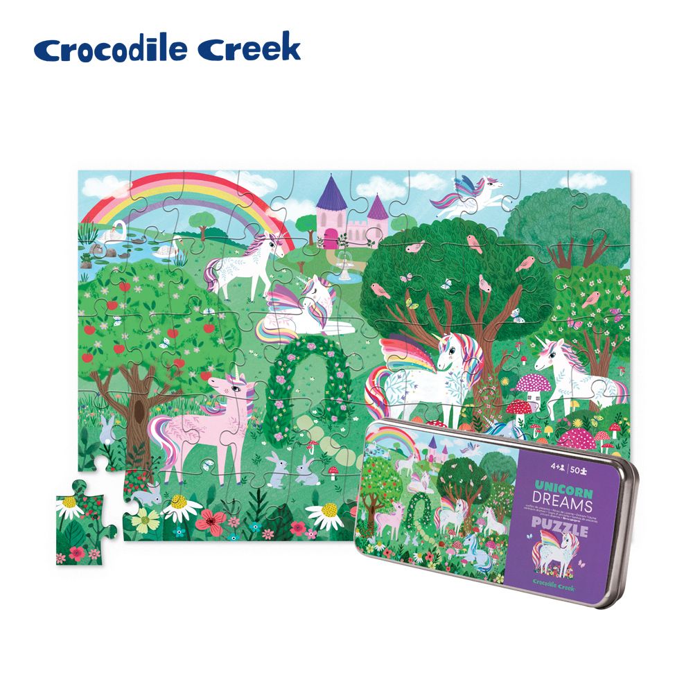 Crocodile Creek鐵盒童趣拼圖/ 彩虹小馬/ 50片