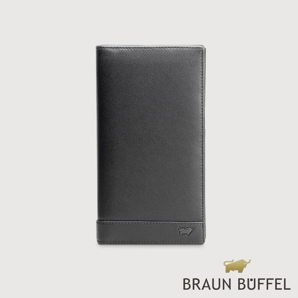 【BRAUN BUFFEL 德國小金牛】台灣總代理 威爾 15卡兩折長夾-黑色/BF529-631-BK