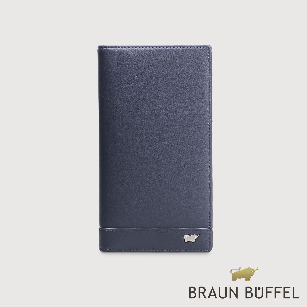 【BRAUN BUFFEL 德國小金牛】台灣總代理 威爾 15卡兩折長夾-午夜藍/BF529-631-MNB