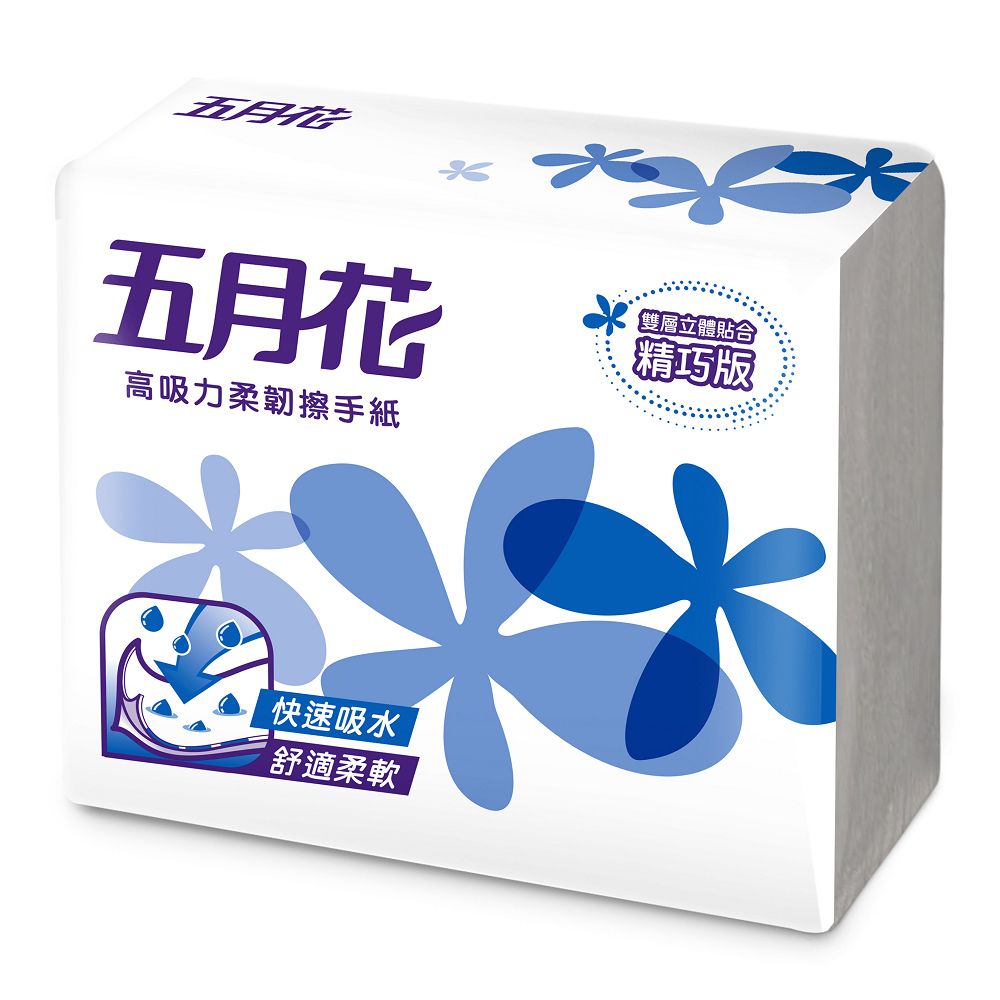 最適尺寸 一抽就夠▶五月花 高吸力柔韌擦手紙100抽x20包