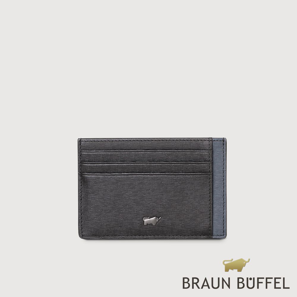 【BRAUN BUFFEL 德國小金牛】台灣總代理  瓦拉頓-TW 6卡卡夾-黑色/BF537-151-BK