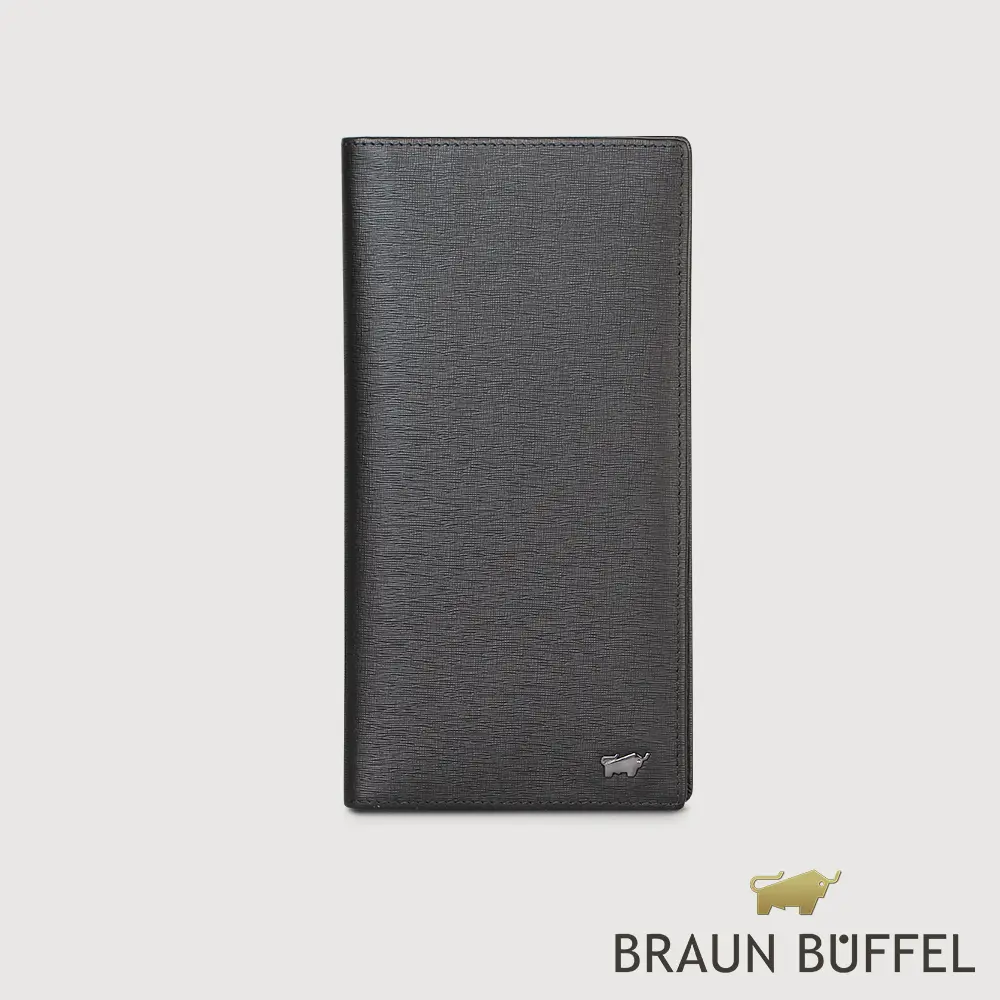 【BRAUN BUFFEL 德國小金牛】台灣總代理  瓦拉頓-TW 14卡薄型長夾-黑色/BF537-322-BK