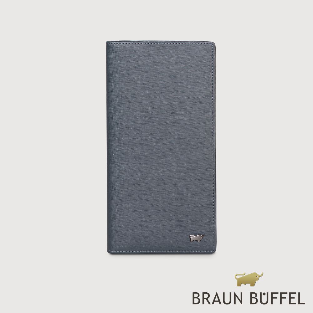【BRAUN BUFFEL 德國小金牛】台灣總代理  瓦拉頓-TW 14卡薄型長夾-深藍色/BF537-322-MAR