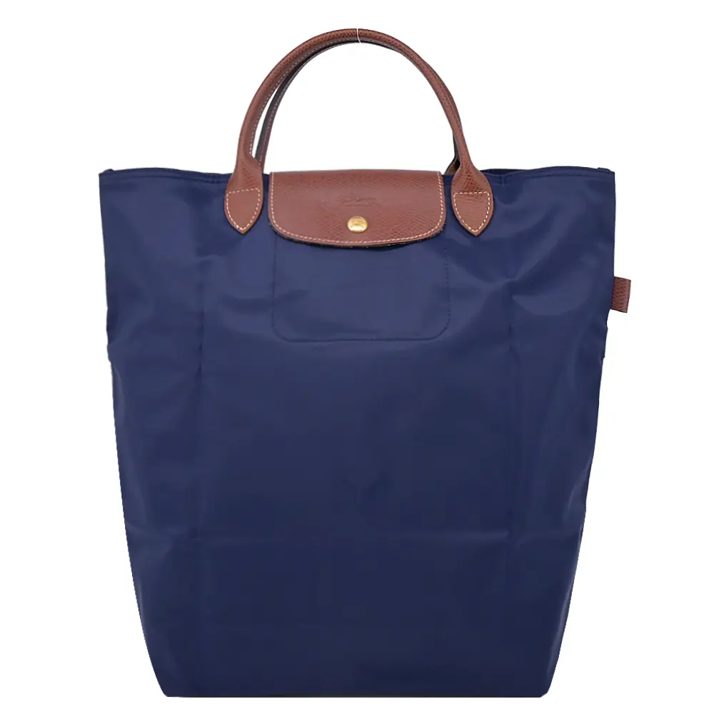 LONGCHAMP LE PLIAGE系列短把再生尼龍手提包(中/海軍藍)/平行輸入