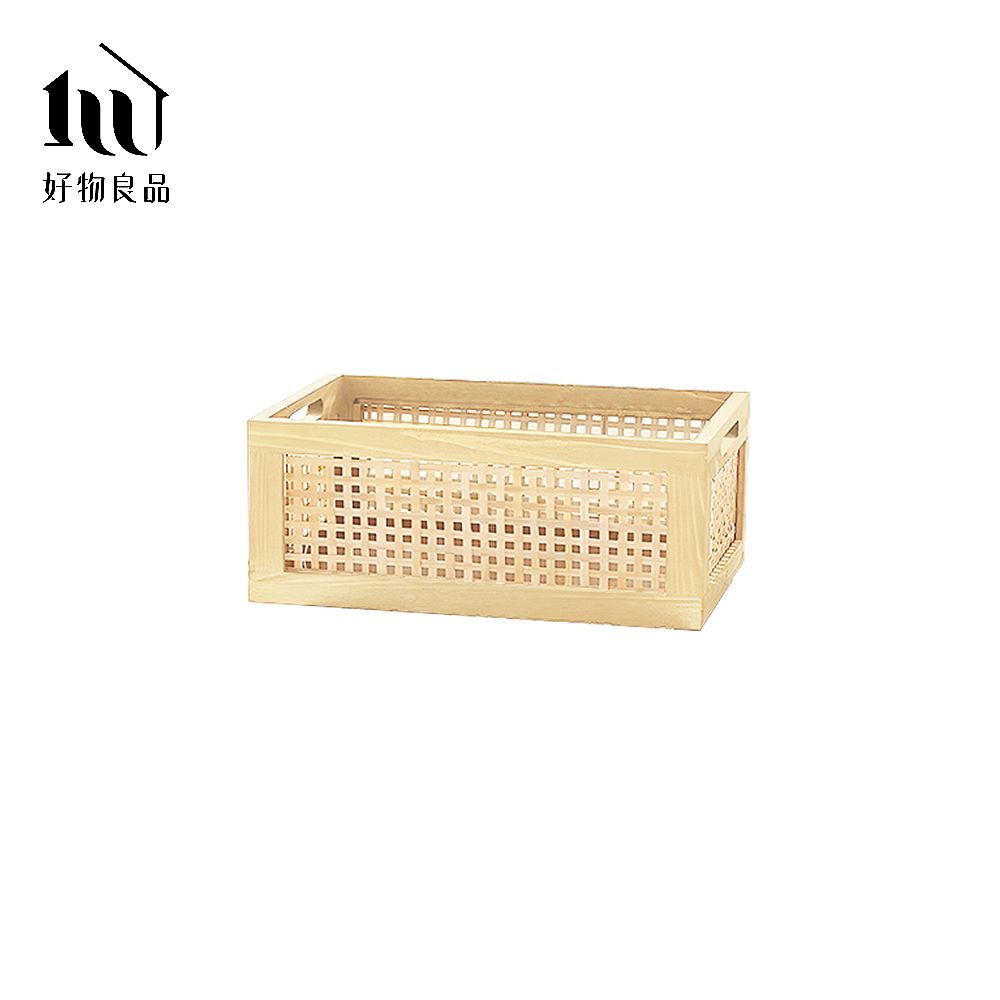 【好物良品】小款＿日式木質編織多功能手提置物箱儲物收納籃/ 小款/ 原木色