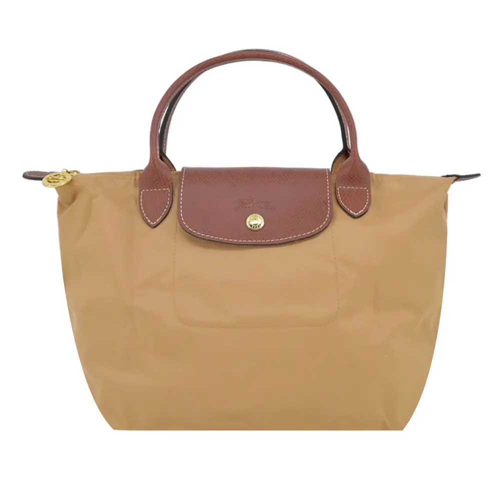 LONGCHAMP LE PLIAGE系列短把再生尼龍摺疊水餃包(小/小鹿棕)/平行輸入