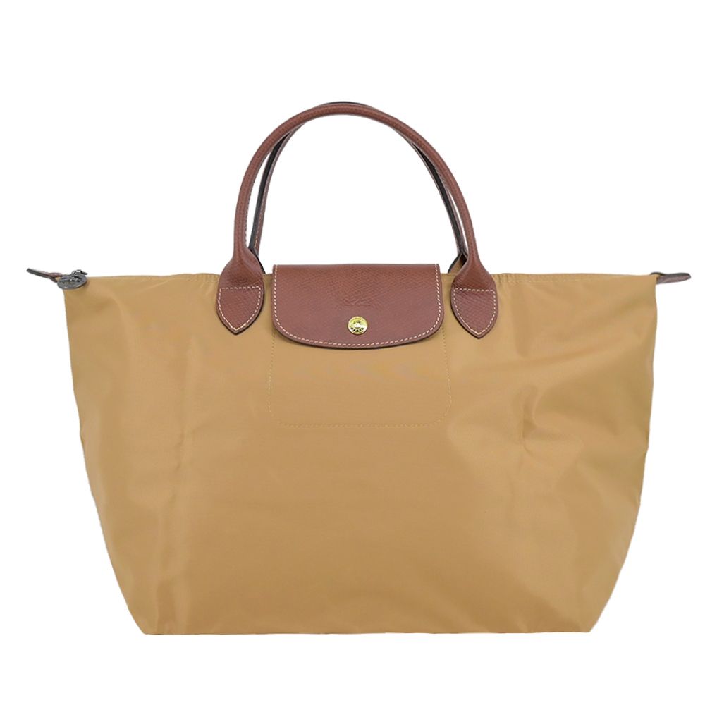 LONGCHAMP LE PLIAGE系列短把再生尼龍摺疊水餃包(中/小鹿棕)/平行輸入