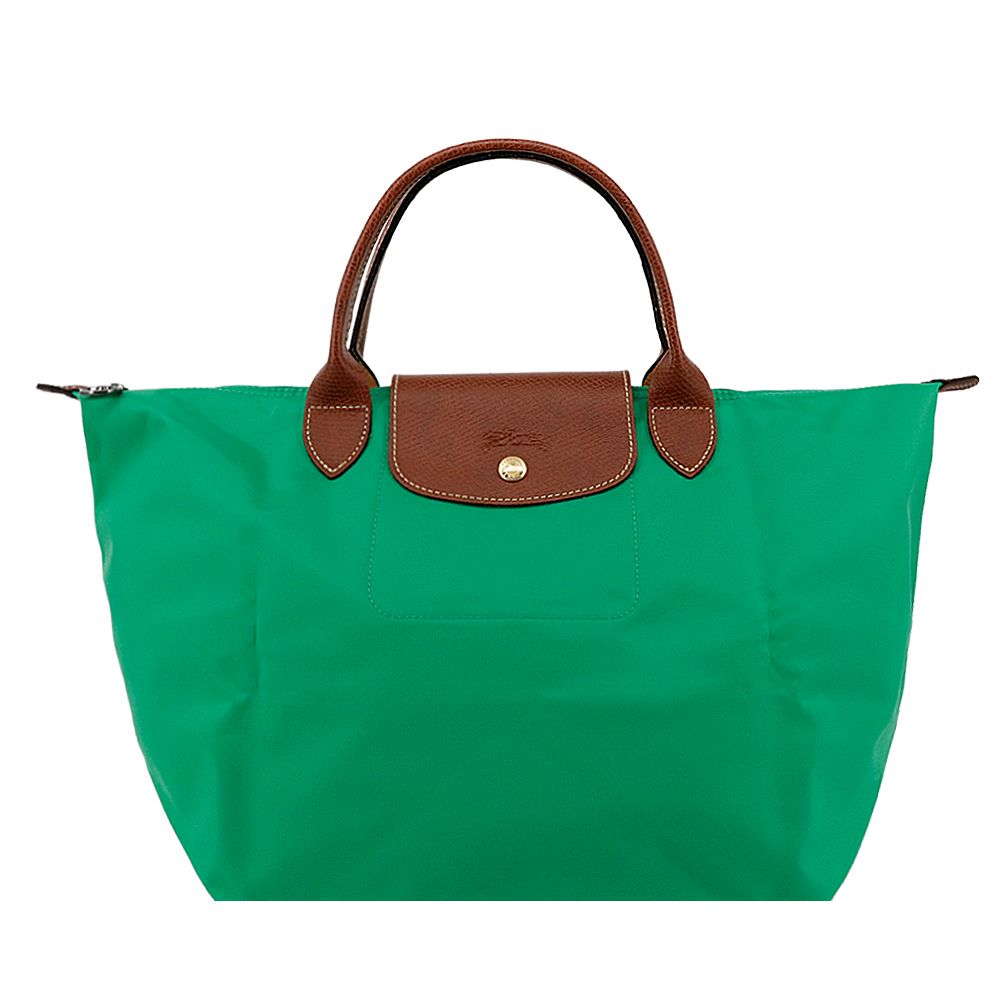 LONGCHAMP LE PLIAGE系列短把再生尼龍摺疊水餃包(中/草綠)/平行輸入