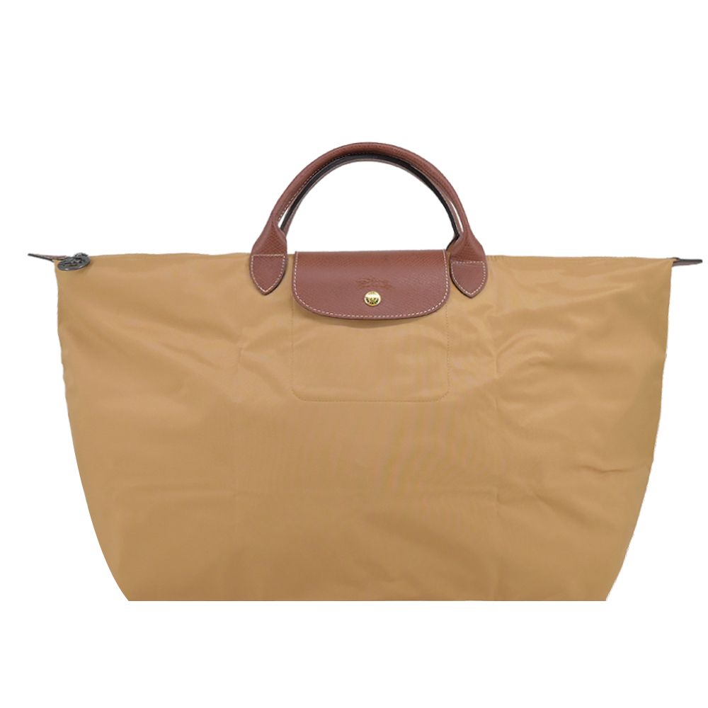 LONGCHAMP LE PLIAGE系列短把再生尼龍摺疊水餃旅行袋(小/小鹿棕)/平行輸入
