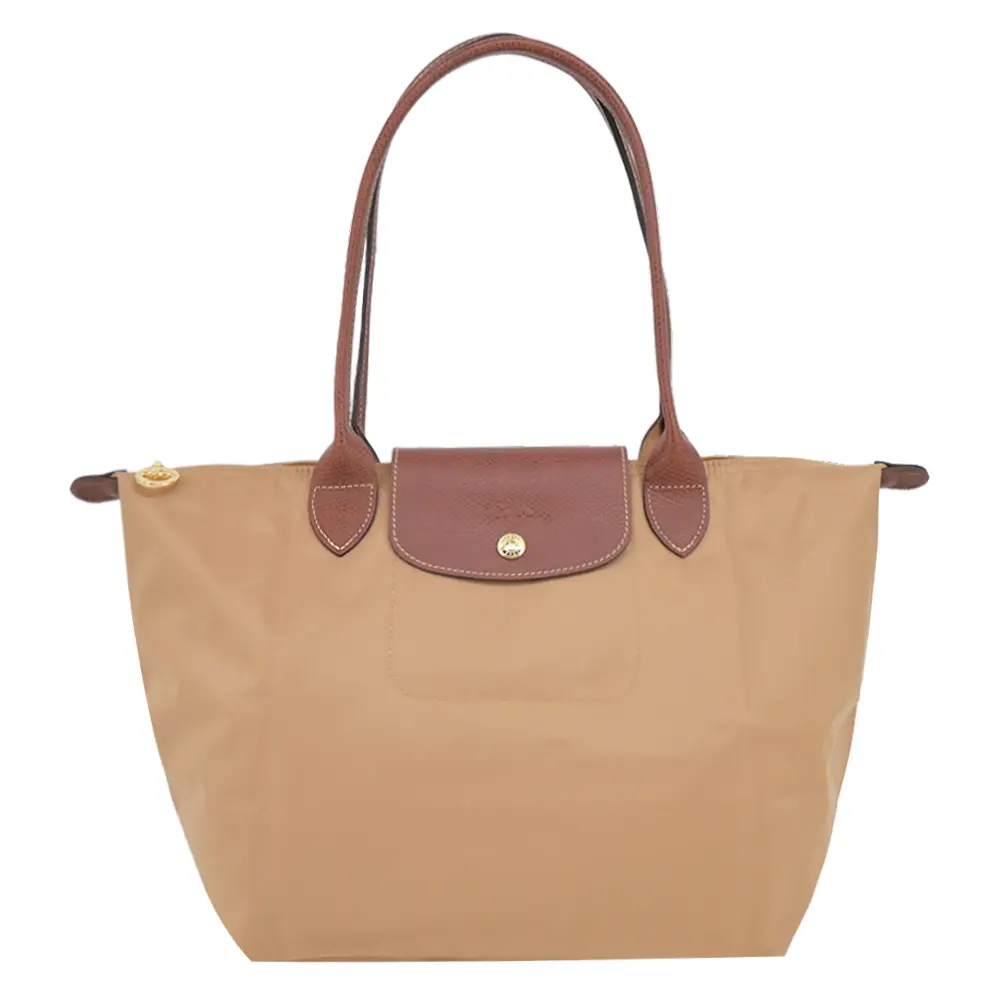 LONGCHAMP LE PLIAGE系列長把再生尼龍摺疊水餃包(中/小鹿棕)/平行輸入