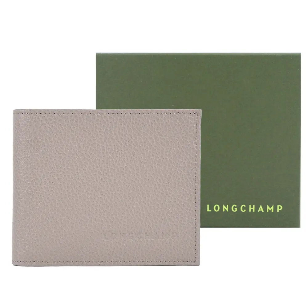 LONGCHAMP LE FOULONNÉ 系列牛皮雙折短夾(斑鳩灰)平行輸入