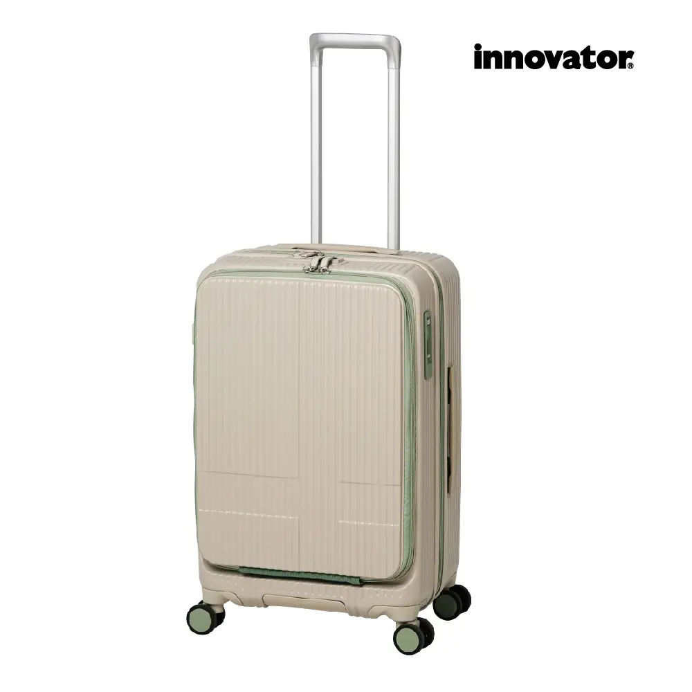 【Innovator】24吋 雙前開 剎車 防盜拉鍊拉桿箱/ 沙丘米色