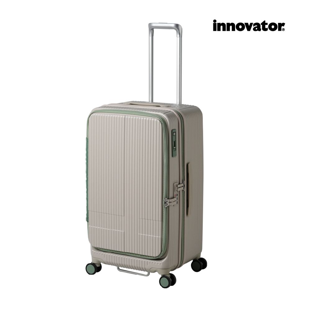 【Innovator】26吋 雙前開 剎車 防盜拉鍊胖胖箱/ 沙丘米色