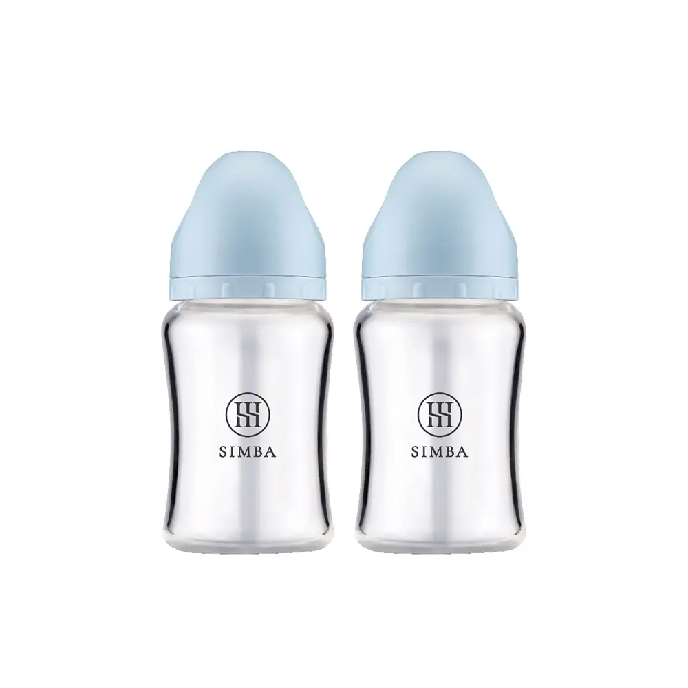 小獅王辛巴蘊蜜質金玻璃寬口防脹氣奶瓶/ 180ml/ 2支入/ 晨藍