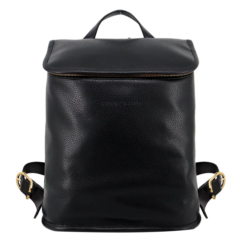 LONGCHAMP LE FOULONNÉ系列牛皮後背包(黑)/平行輸入