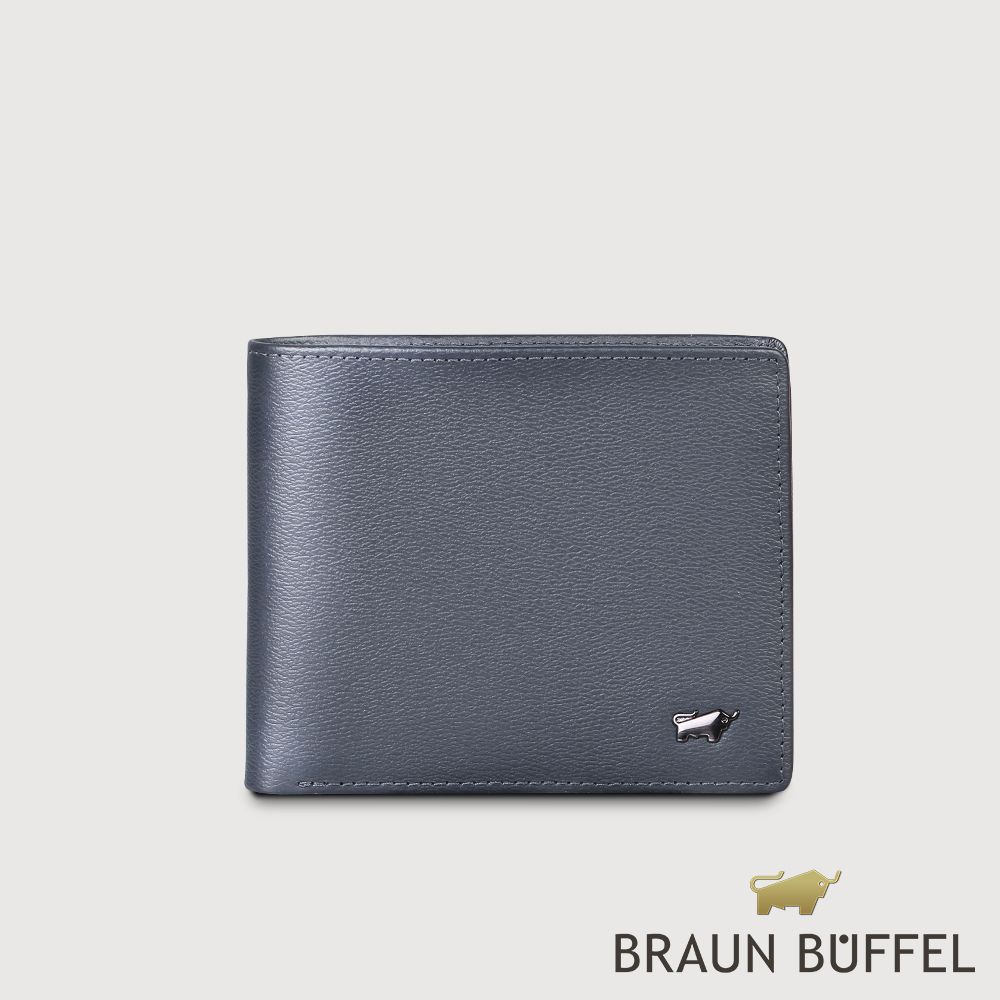 【BRAUN BUFFEL 德國小金牛】台灣總代理 波索-A 8卡男夾-藍色/BF519-313-NY